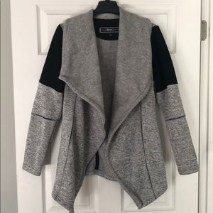Gray and Black open front cardigan